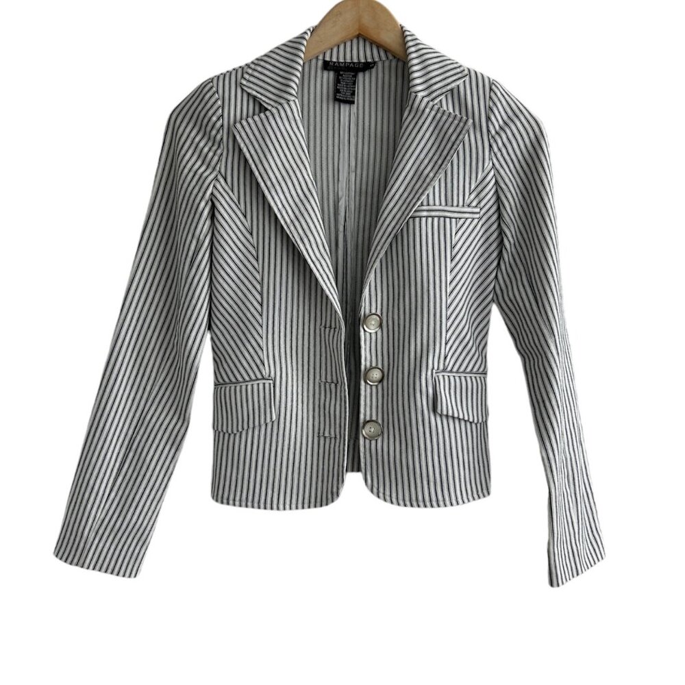 Rampage Y2K Preppy Long Sleeve Pinstripe Fitted Blazer Jacket (Small) - Picture 8 of 16